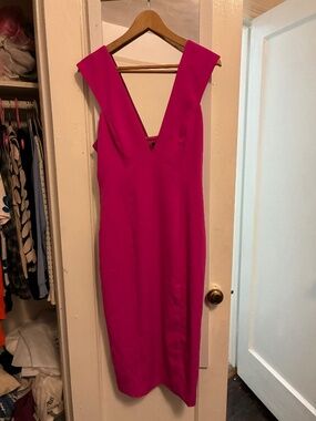 Jay Godfrey fuschia pink deep v neck tank dress